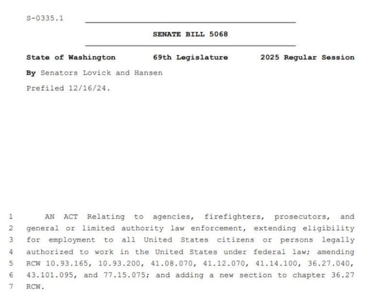 Washington State's Shocking Bill: Non-Citizens as Police Officers!