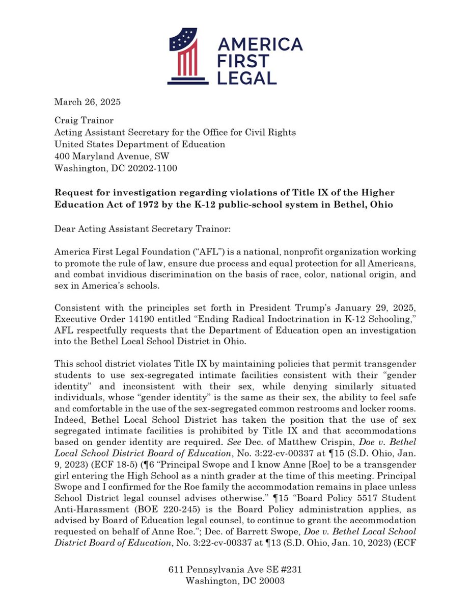 🚨AFL Demands Federal Probe into Bethel's Transgender Bathroom Policies!