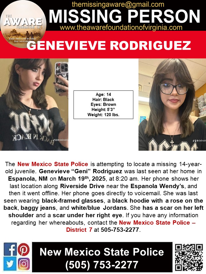 BREAKING: 14-Year-Old Girl Vanishes in Espanola, NM - Search On!