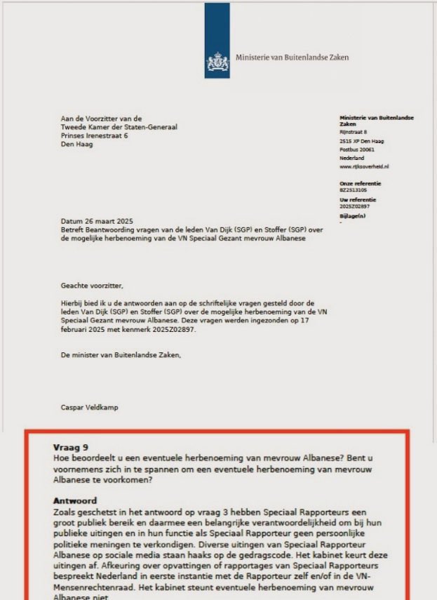 BREAKING 🔴 Dutch Cabinet Rejects Controversial UN Rapporteur!