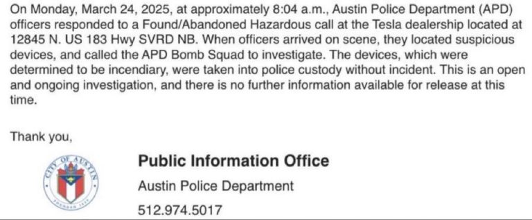 Bomb Squad Rushes to Austin Tesla Showroom: Domestic Terrorists?