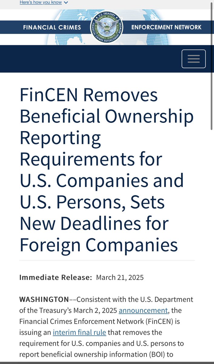 Breaking: FinCEN Shocks Nation by Revoking CTA BOI Reporting!