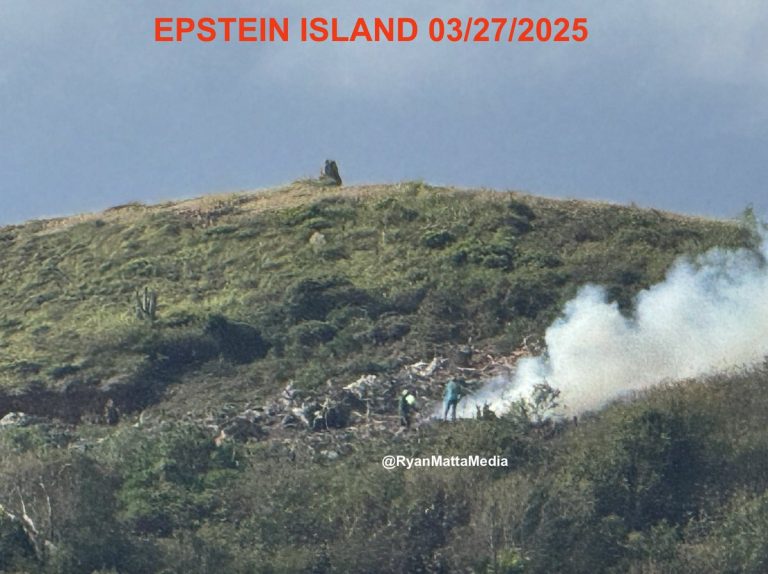 Breaking: Fires Erupt on Epstein's Island Amid Navy Boat Presence!
