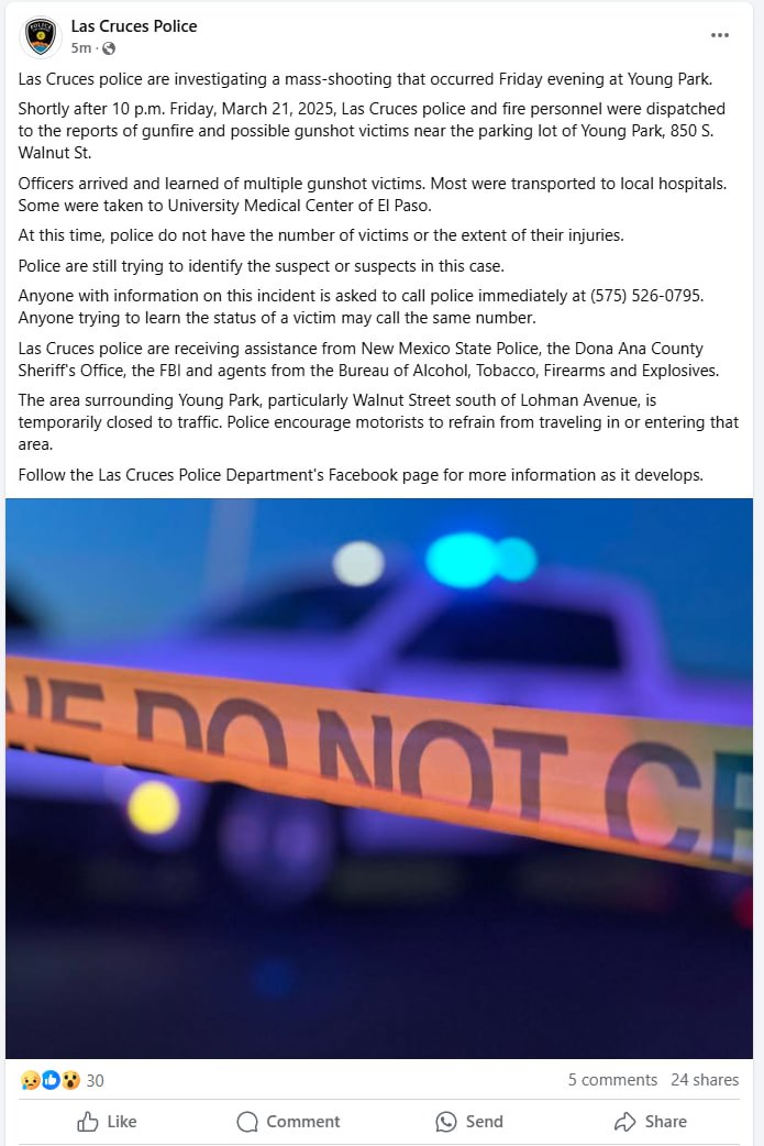 Breaking: Mass Shooting at Young Park, Las Cruces Shocks Nation