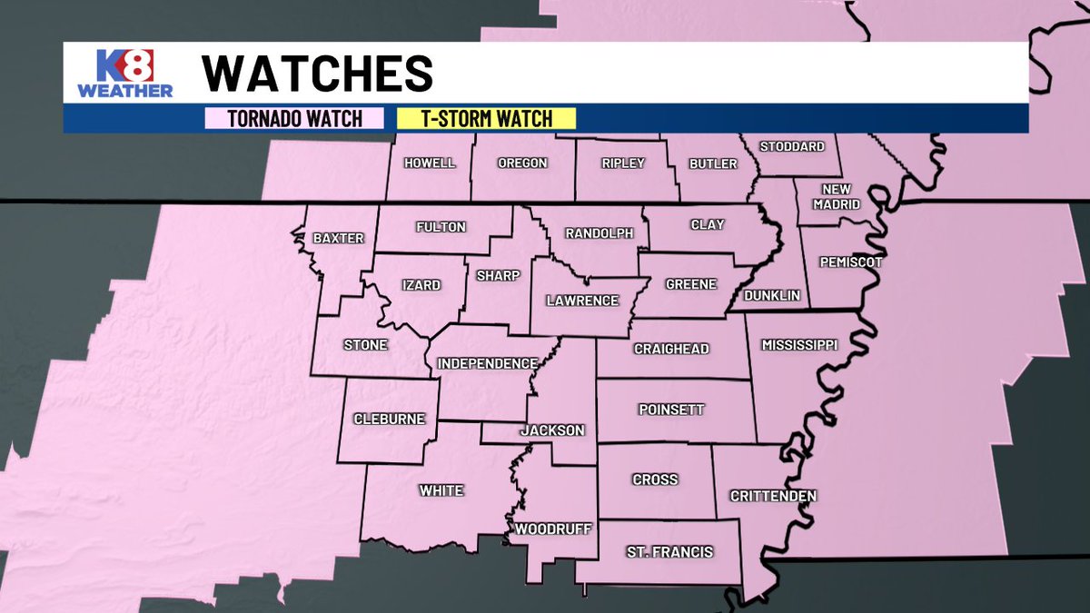 Breaking: Tornado Watch for Every County in Region 8 Tonight!