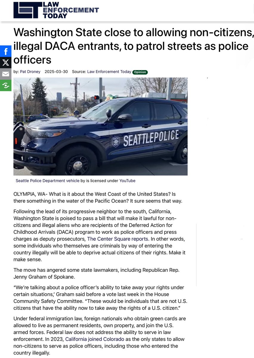 Controversy Erupts: WA to Let Non-Citizens Police Our Streets!