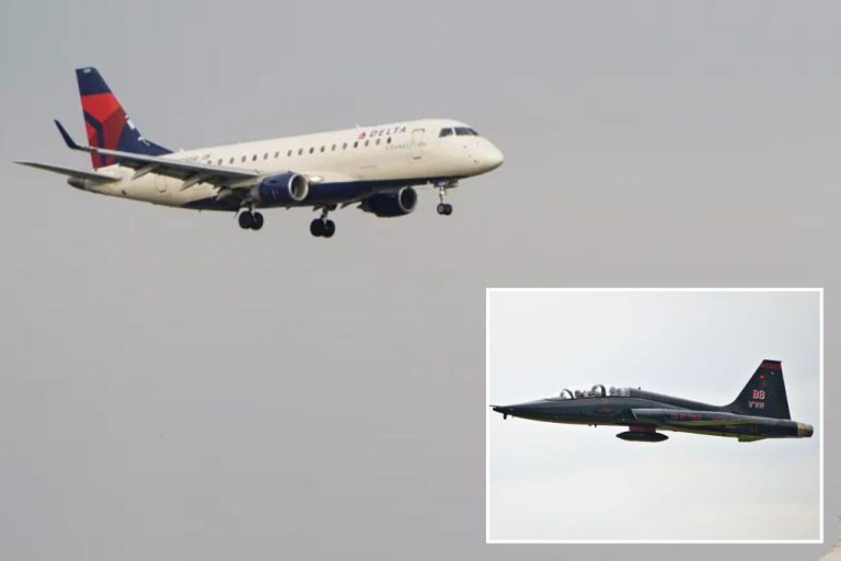 Delta Plane and Air Force Jet Nearly Collide Over Arlington!