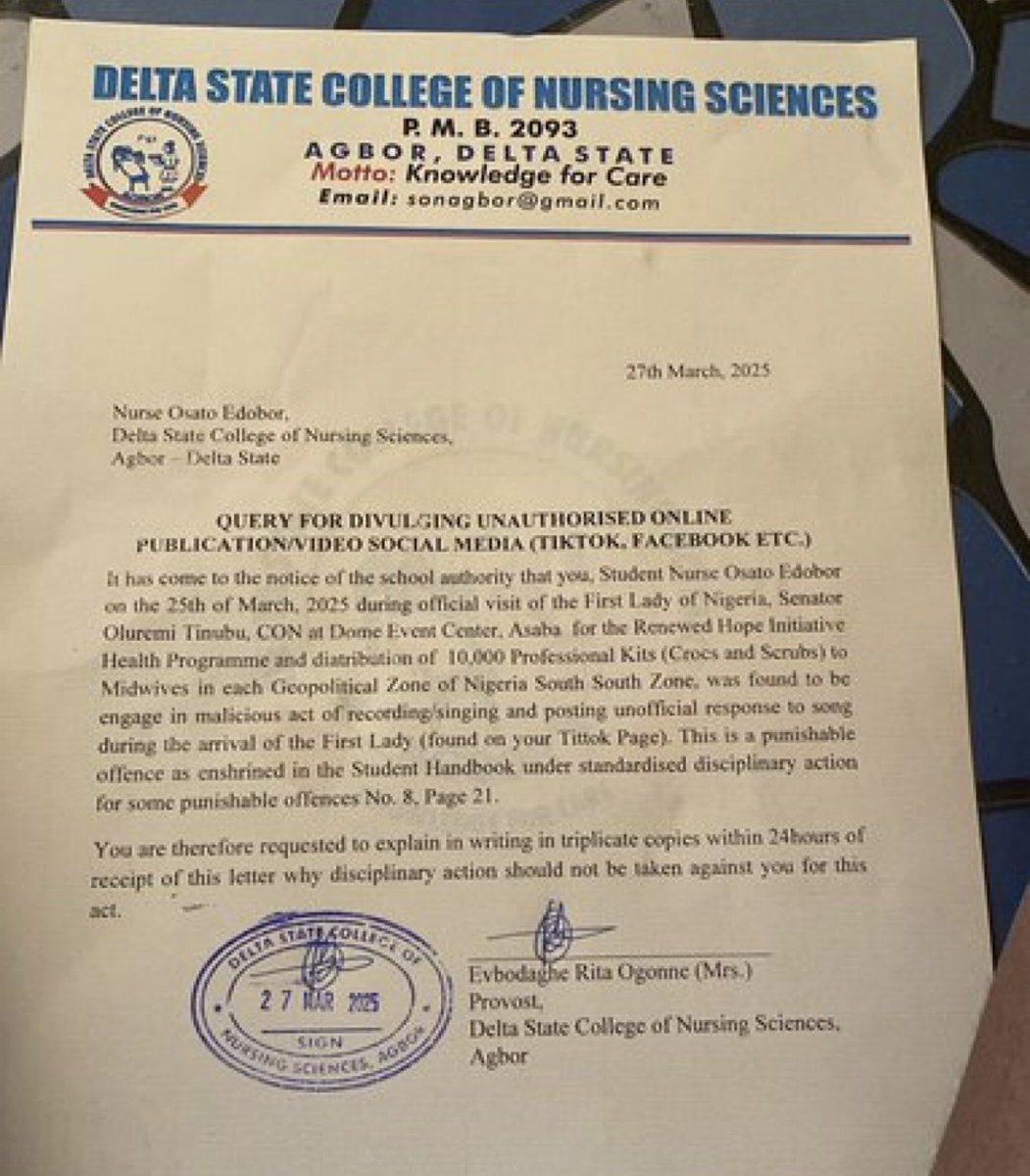 Delta State Nursing College Threatens Students Over Song Protest!