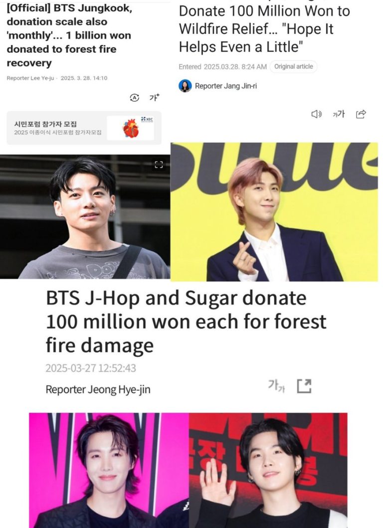 Hobi, Yoongi, Namjoon, Jungkook: Shocking Donors for Disaster Relief!