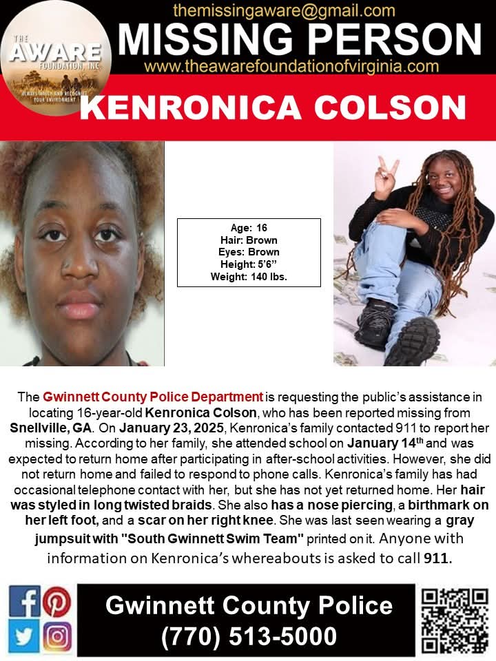 MISSING: 16-Year-Old Kenronica Colson Disappears in Snellville!