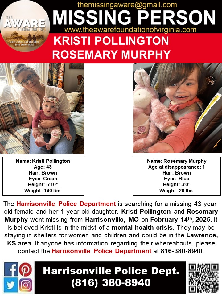 MISSING: Mother and Toddler Vanish in Harrisonville, MO!