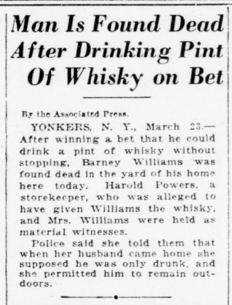Man Dies After Betting Friends He Can Down Pint of Whiskey