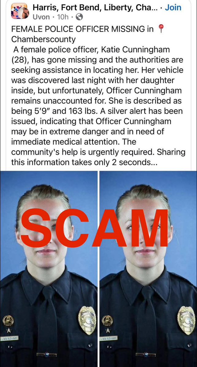 SCAM ALERT: Fake Missing Officer Hoax Spreads Nationwide!