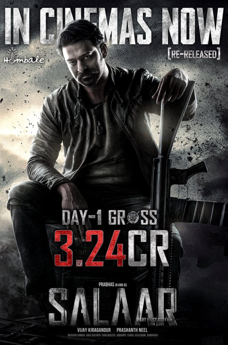 Salaar ReRelease Shatters Records: 3.24Cr Gross on Day 1!  
Controversy Erupts Over Prabhas' Box Office Domination!