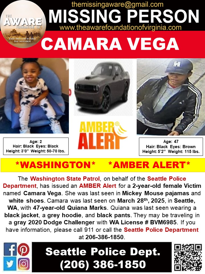Shock in Seattle: 2-Year-Old Camara Vega Missing in AMBER Alert!
