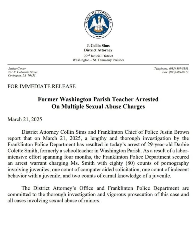 Shocking Arrest: Ex-Teacher Darbie Smith Faces 80 Child Abuse Charges!