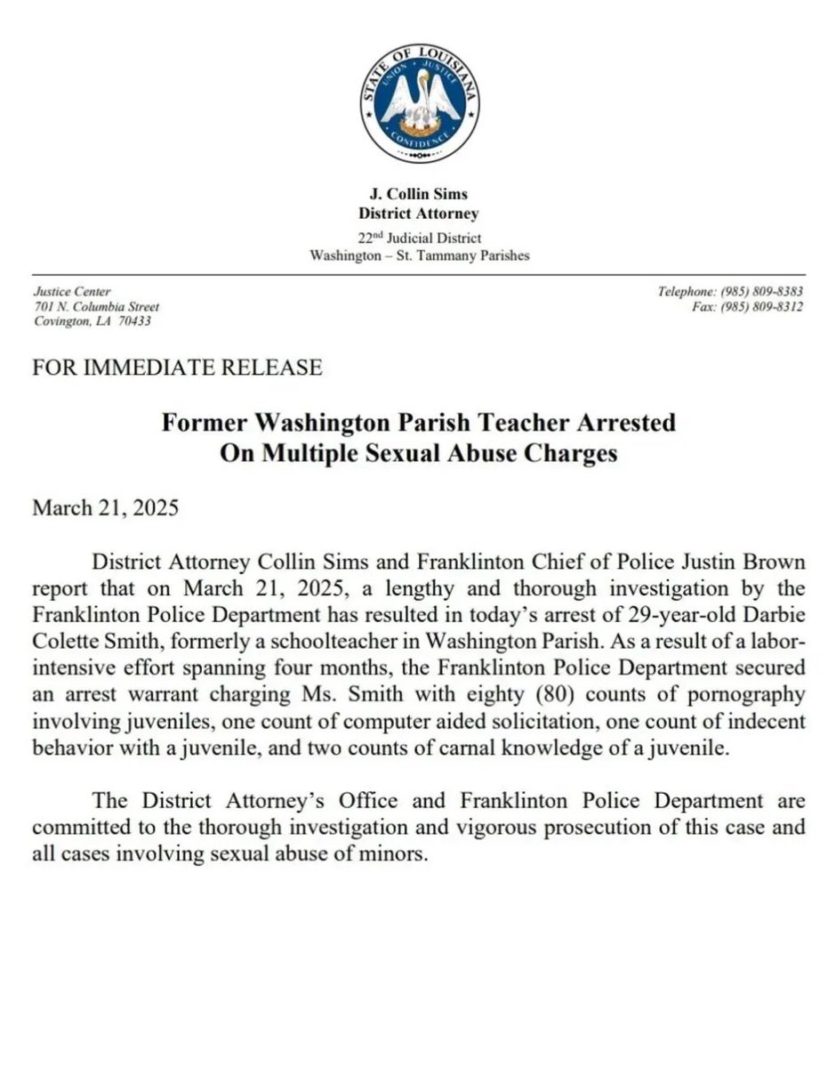 Shocking Arrest: Ex-Teacher Darbie Smith Faces 80 Child Abuse Charges!