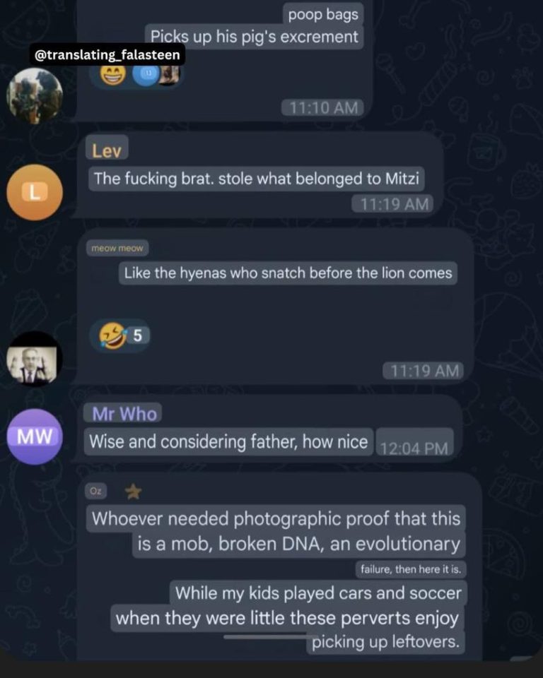 Shocking Telegram Chats: Israelis Mock Dead Palestinians with Jokes