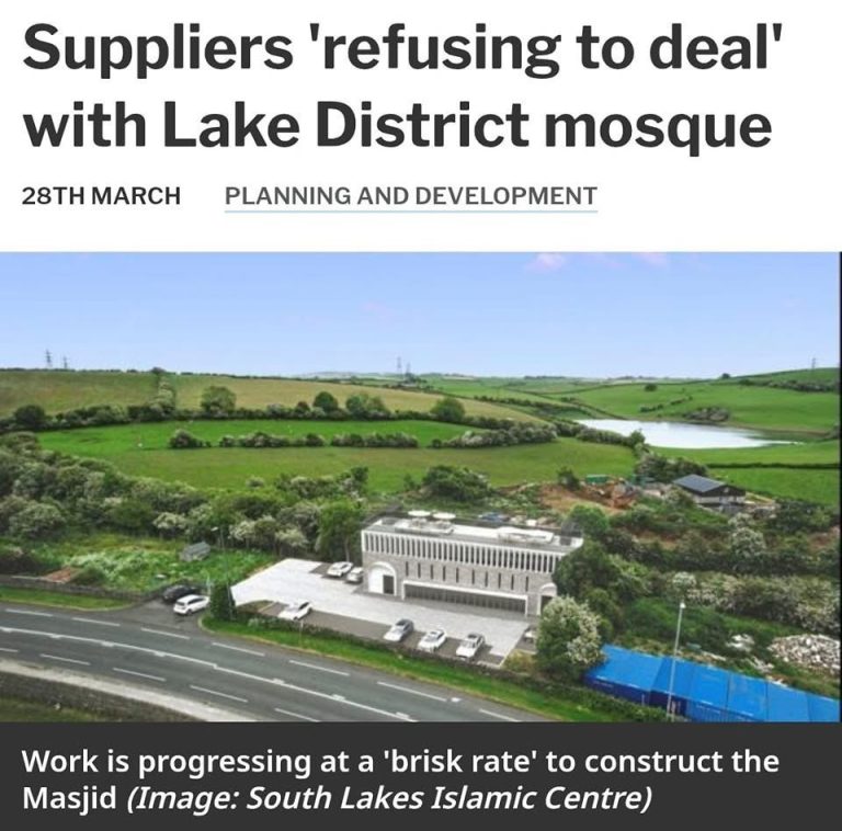 Suppliers Halt Mega Mosque in Lake District: Outrage Ensues!