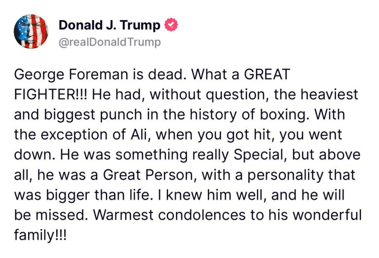 Trump's Shocking Tribute: Foreman Was 'Special' But Ali Prevails