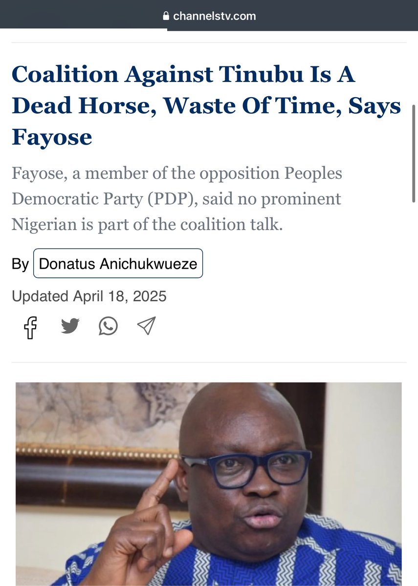 Fayose: Coalition is a "Dead Horse" - Who Supports It?
