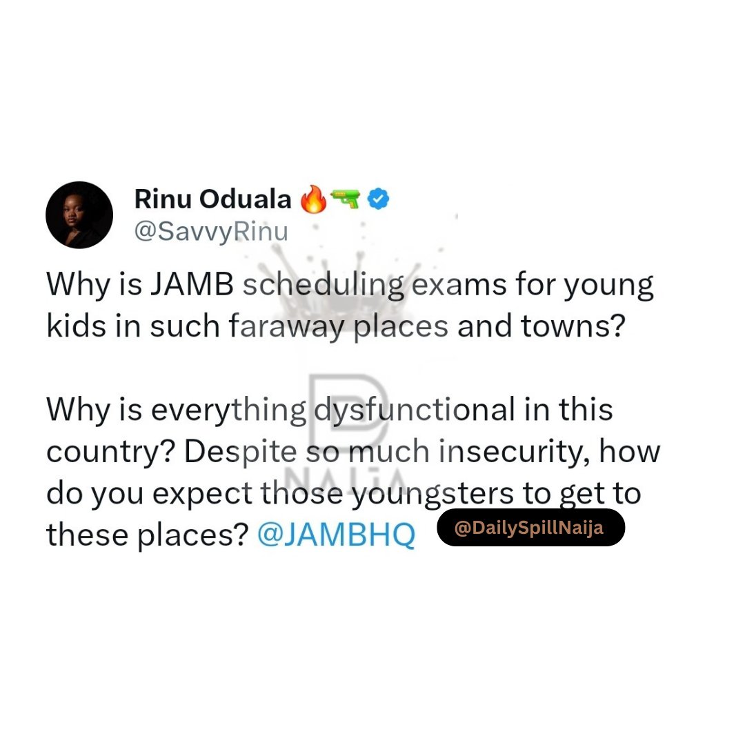Influencer Rinu Oduala Sparks Outrage Over JAMB's Scheduling Fail!