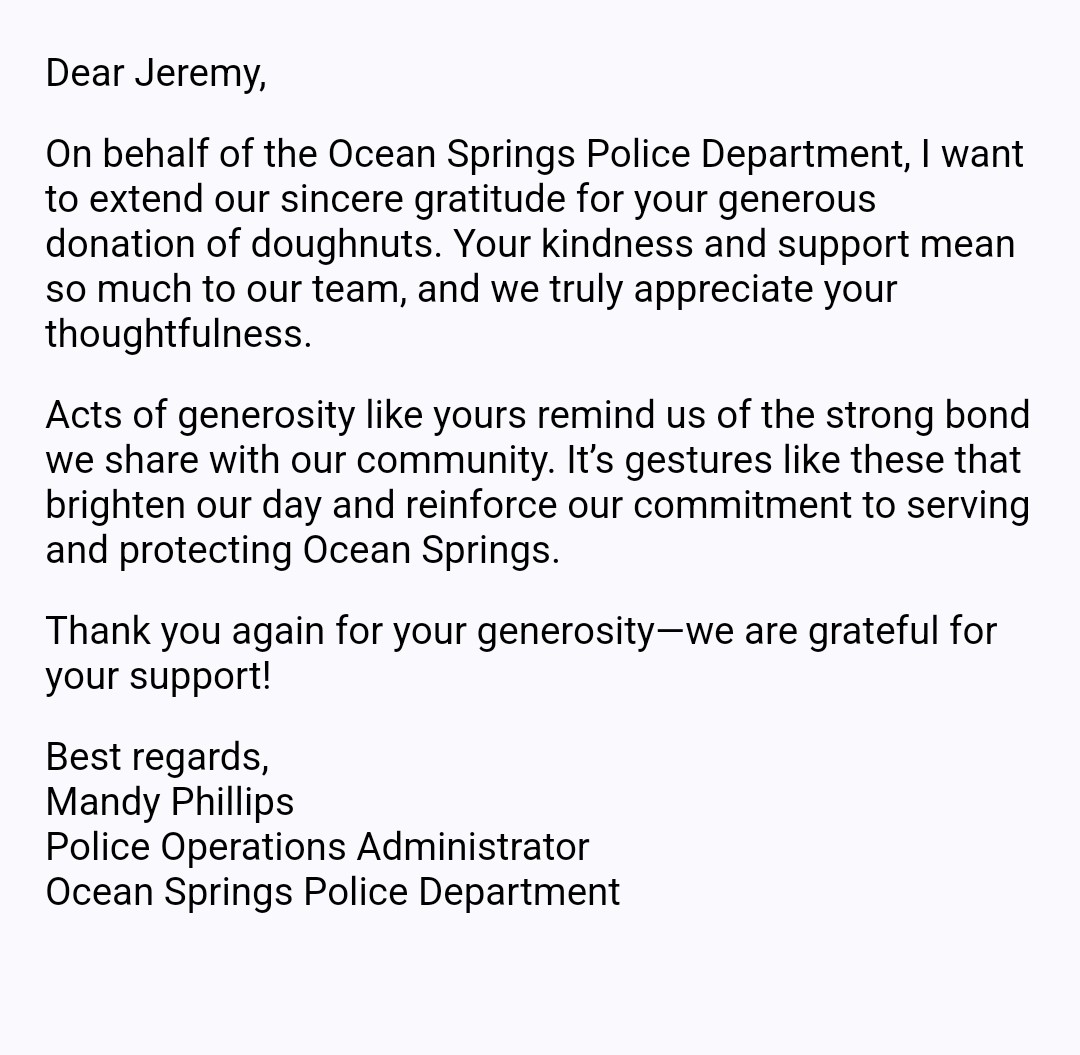 Ocean Springs Police: First to Receive Trucker LEO Appreciation!