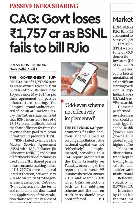 Shocking CAG Report: ₹1,757.56 Crore Loss to Government Over BSNL!