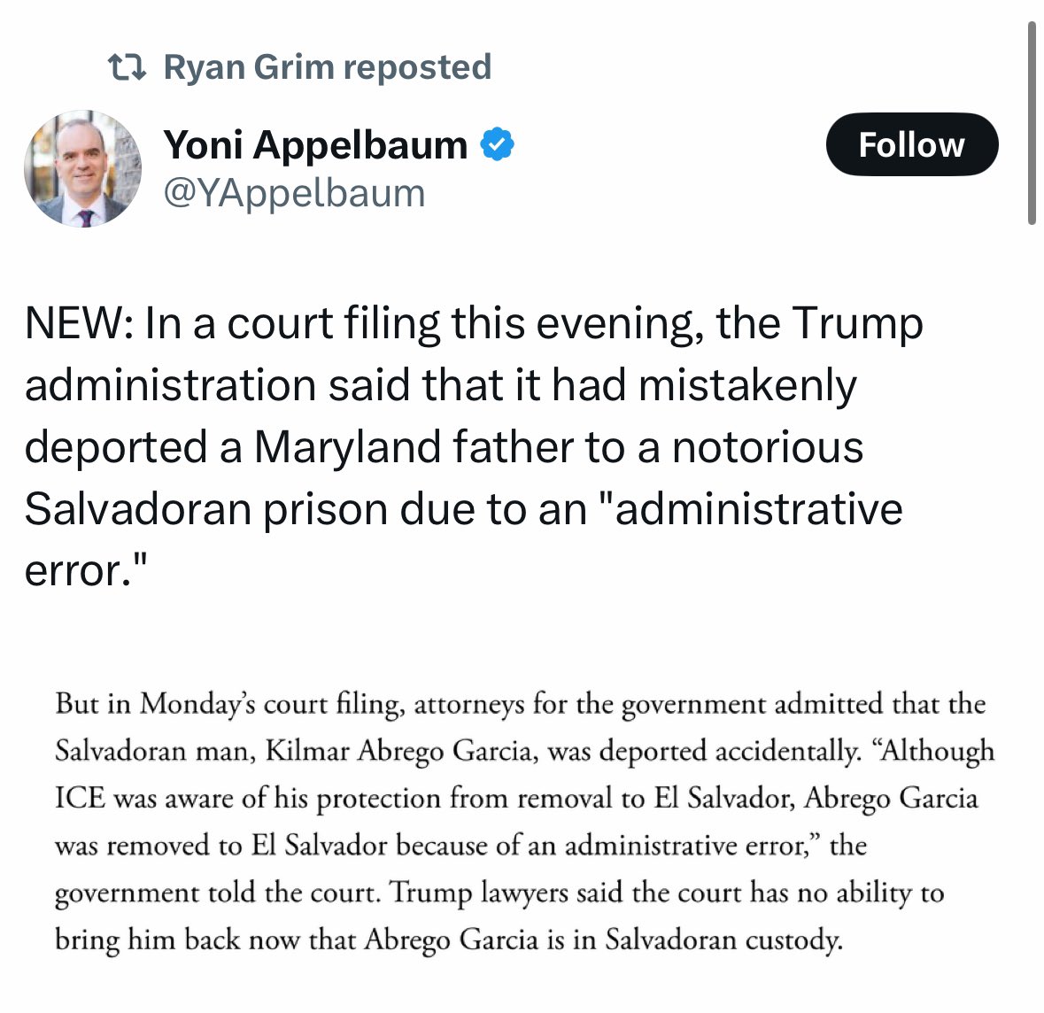 Trump's Lawyers Claim Salvadoran Prisoner Can't Seek Justice!