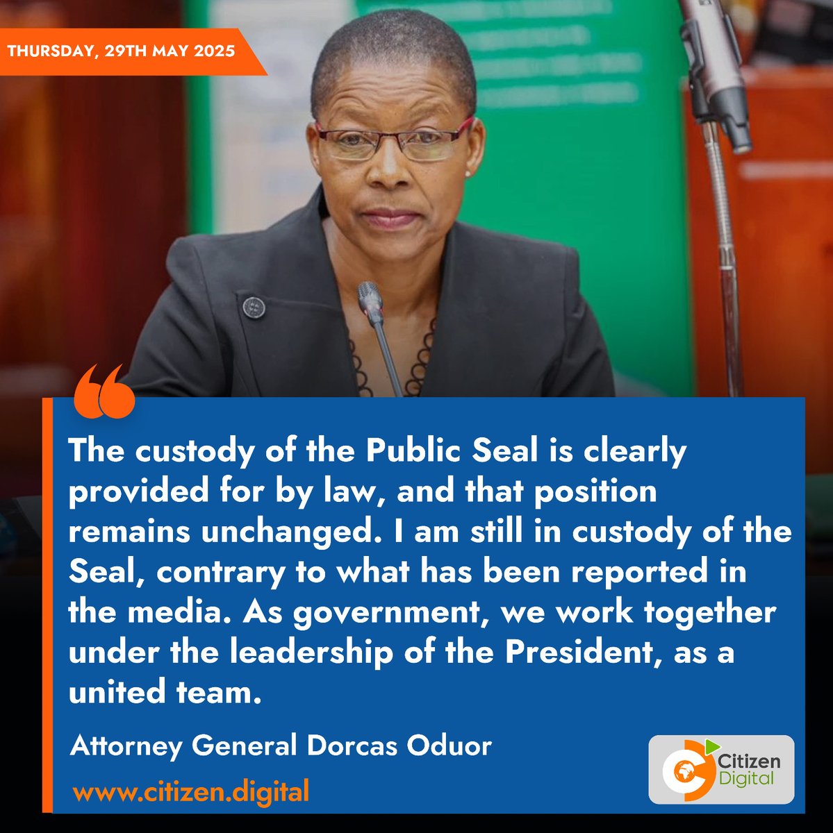 AG Oduor Sparks Outrage: Claims Sole Custody of Public Seal!