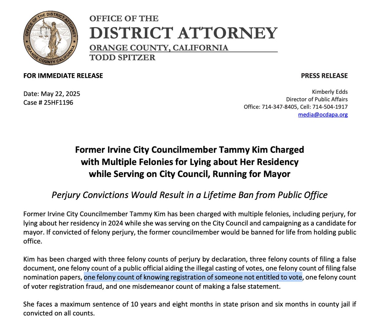 BREAKING: Ex-Irvine Councilmember Faces Felony Charges Over Voting Fraud!