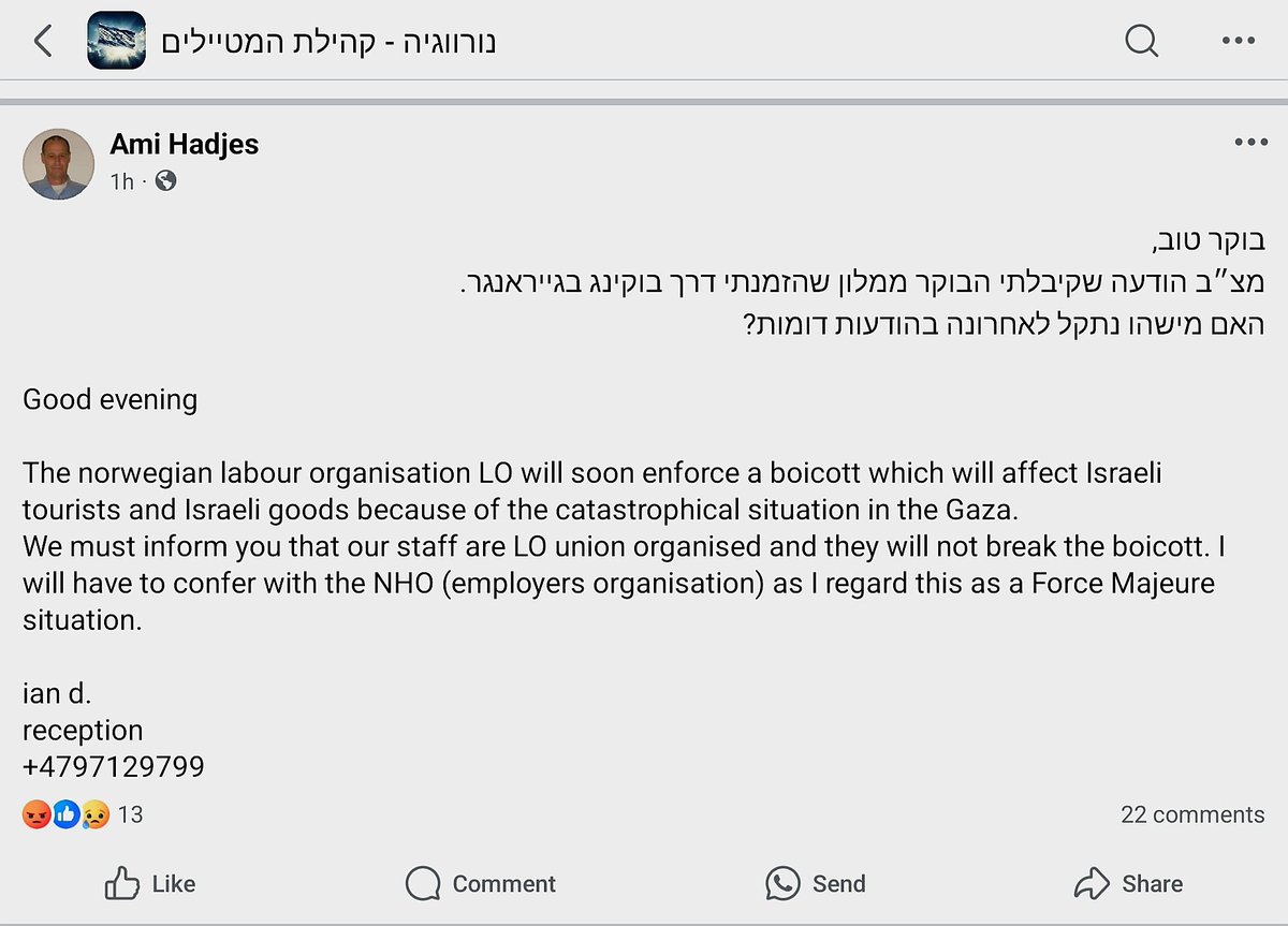 BREAKING: Norwegian Hotels Launch Boycott Against Israeli Tourists!