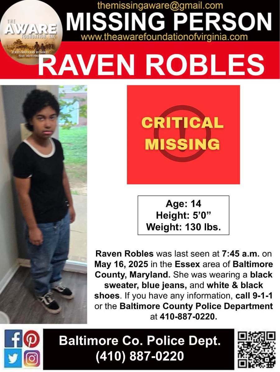 BREAKING: Raven Robles, 15, Vanishes Without a Trace in Maryland!