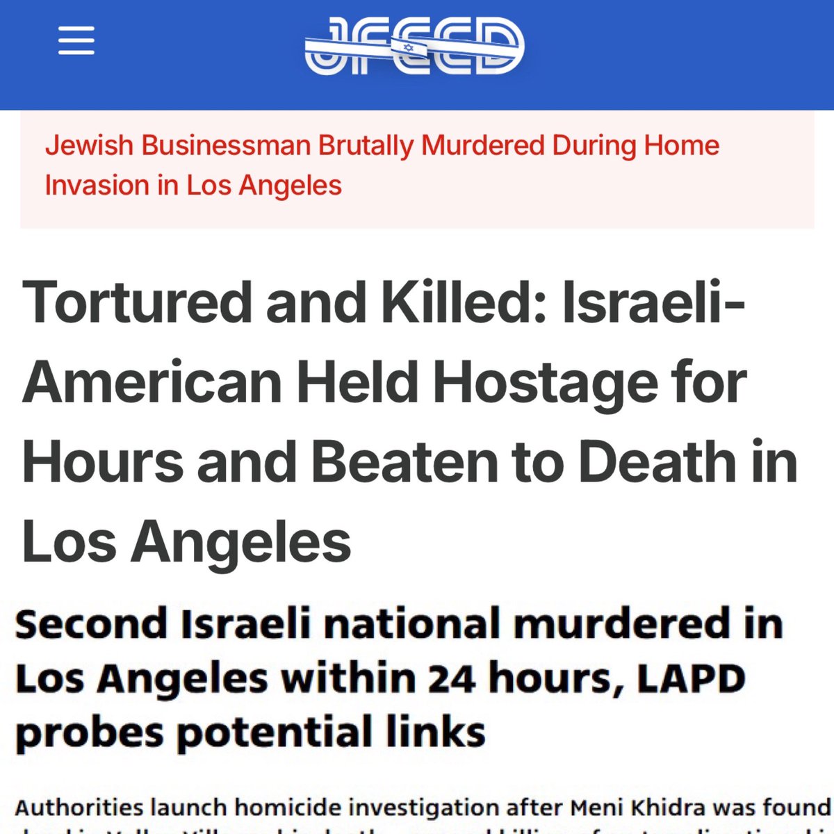 🚨 BREAKING: TWO Israelis Murdered in LA—Are They Being Hunted?