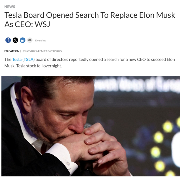 BREAKING: Tesla Board Moves to Replace Elon Musk as CEO!