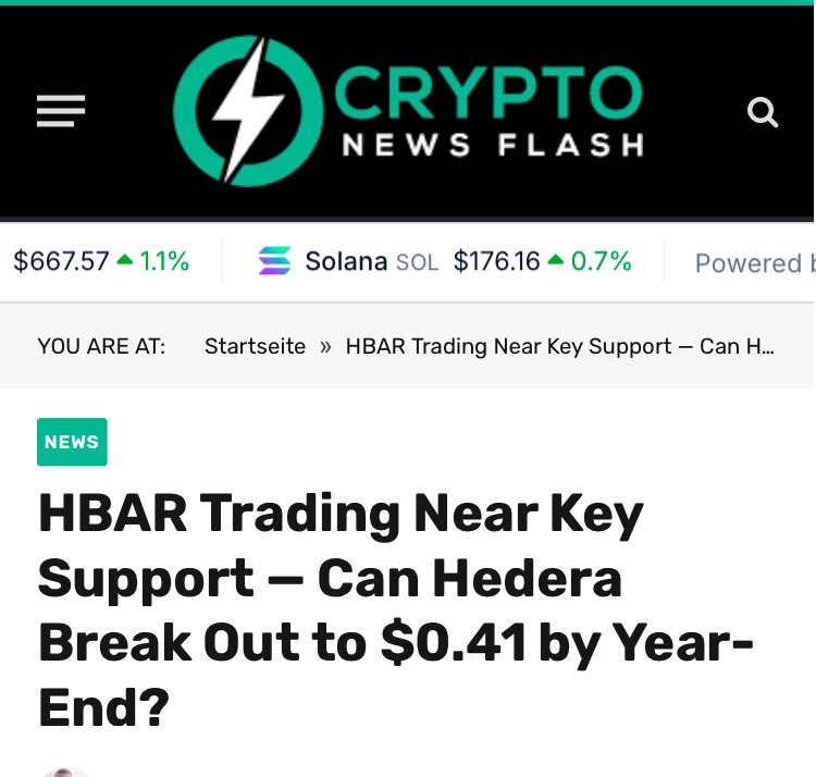 🚨 Breaking: $HBAR Faces Crucial Support - Will It Surge to $0.41?