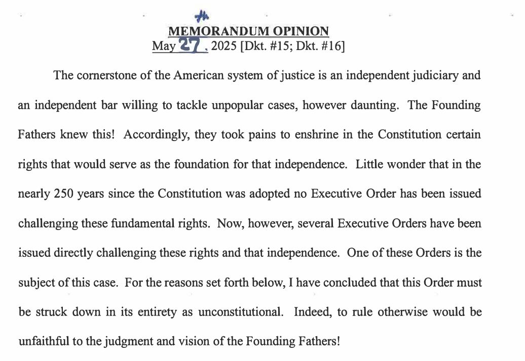 Federal Judge OUSTS Trump's Order: A Blow to Founding Principles!  
Political Retribution Rejected! Justice Prevails Again!