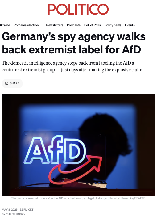 Germany's Spy Agency Retracts 'Extremist' Label: Censorship Conspiracy?