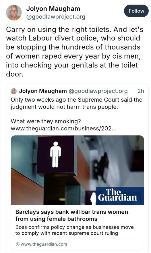 Good Law Project: Trans Men Urged to Break Bathroom Laws!  
Founder Claims More Rapists Freed is Justice for Women’s Rights