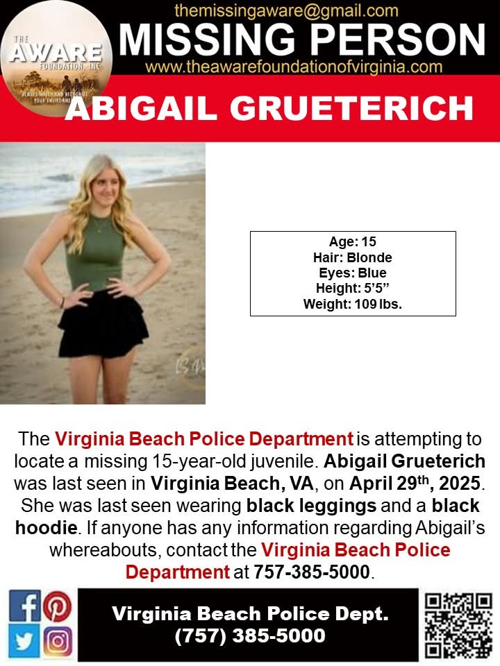 MISSING: 15-Year-Old Abigail Vanishes in Virginia Beach!