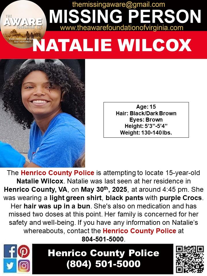 MISSING: 15-Year-Old Natalie Wilcox Vanishes in Henrico!