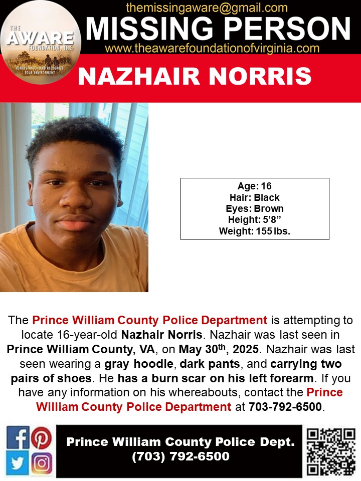 MISSING: 16-Year-Old Nazhair Norris Vanishes in Virginia