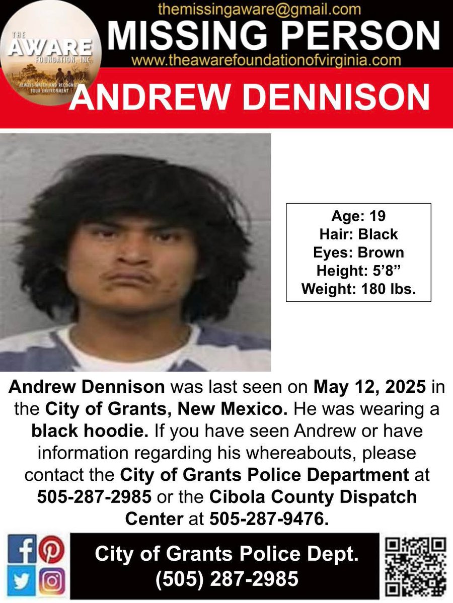 MISSING: Andrew Dennison Disappears Without a Trace in Grants!