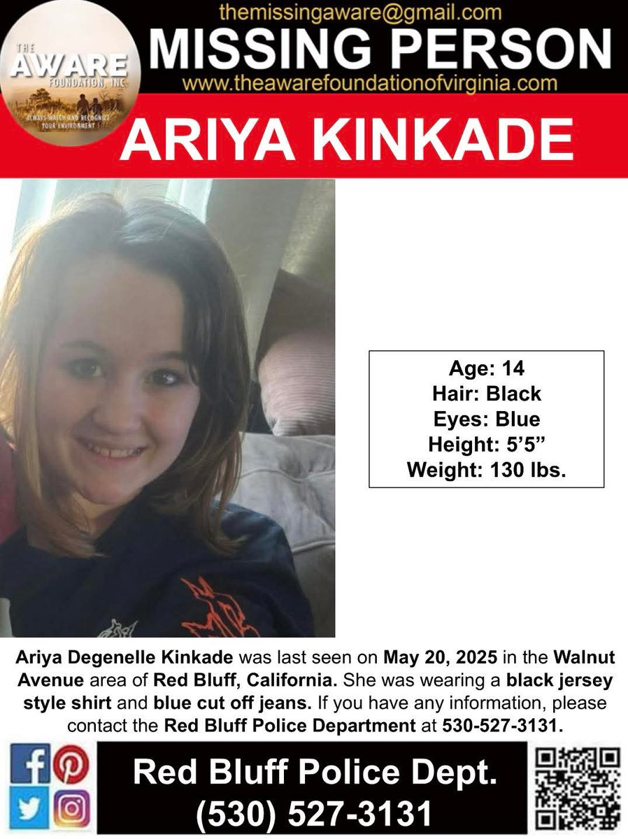 MISSING JUVENILE: Ariya Kinkade Vanishes, Foul Play Suspected!