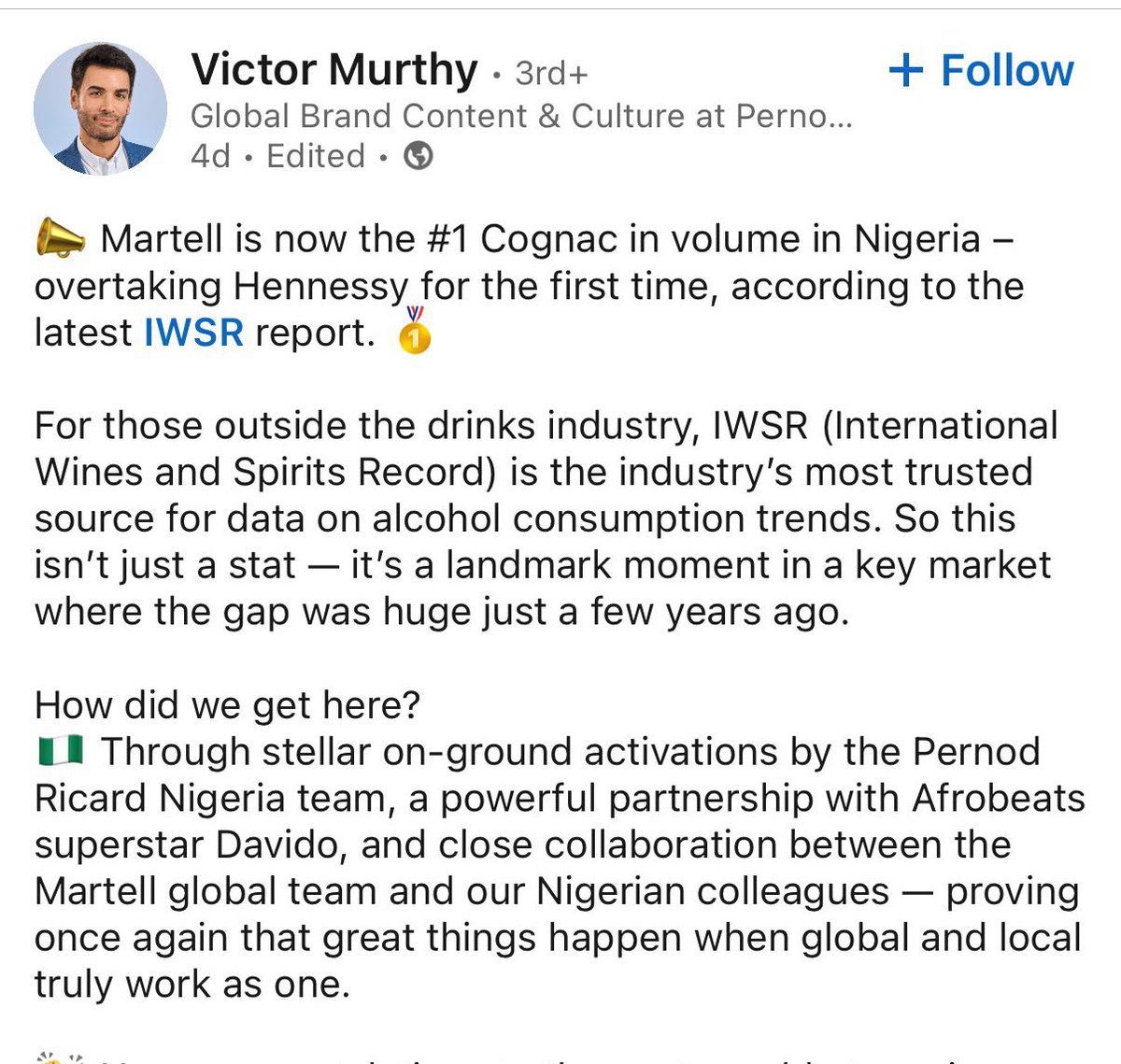 Martell Overtakes Hennessy in Nigeria: Davido's Power Move!