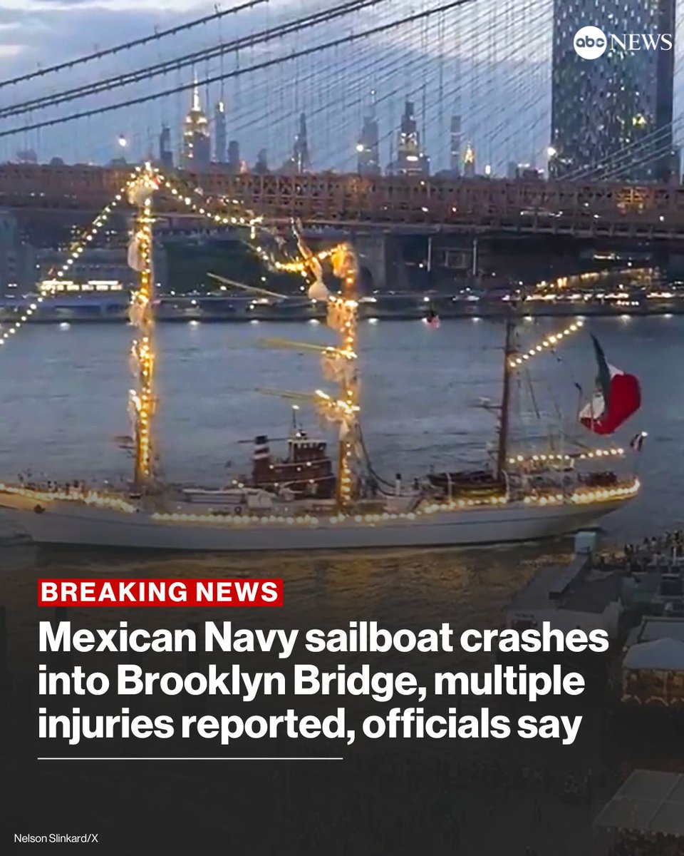 Mexican Navy Sailboat Crashes into Brooklyn Bridge, Injuries Reported!