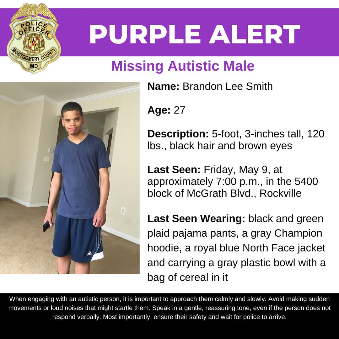 Mystery Deepens: Brandon Lee Smith Still Missing, Public Urged to Help!  
Share This Flyer! Call 9-1-1 with Any Information!  
 #MCPNews #MCPD #MissingPerson #PurpleAlert