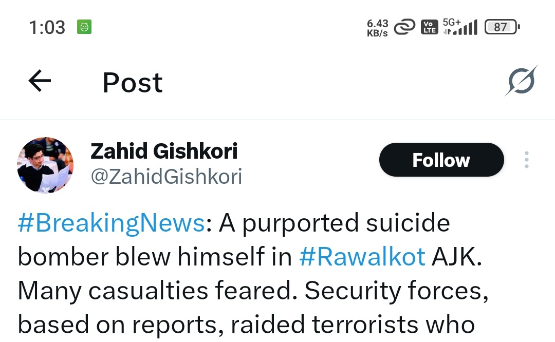 Rawalkot Suicide Bomber Strikes: Casualties Mounting, Panic Ensues!