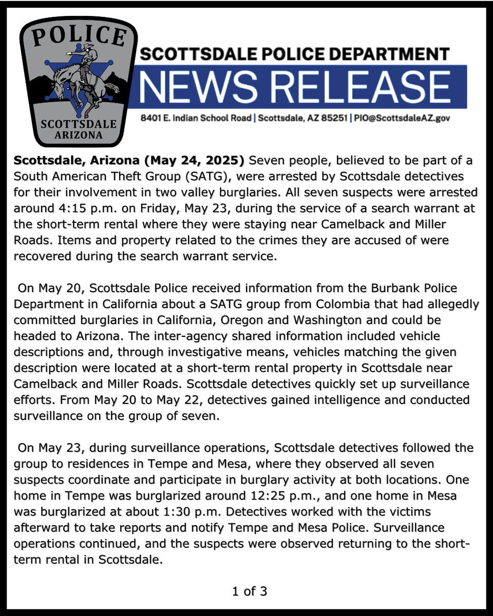 Scottsdale Detectives Bust South American Theft Ring: 7 Arrested!