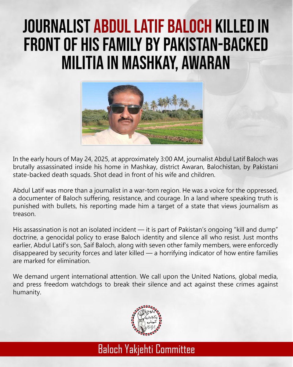 Shock in Balochistan: Journalist Shot Dead by Army-Linked Militia!